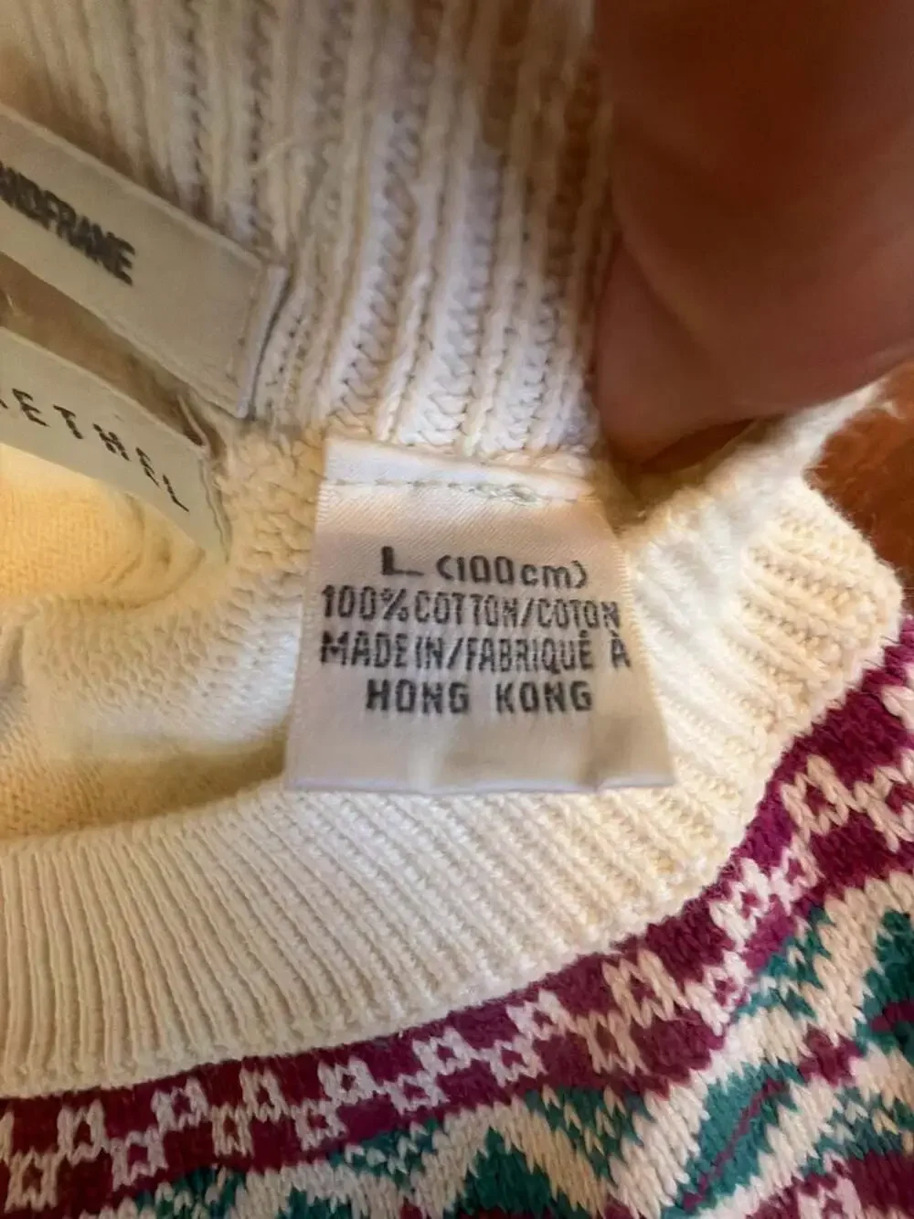 Henry Grethel Vintage 100% Cotton Cable Knit V-Neck Sweater